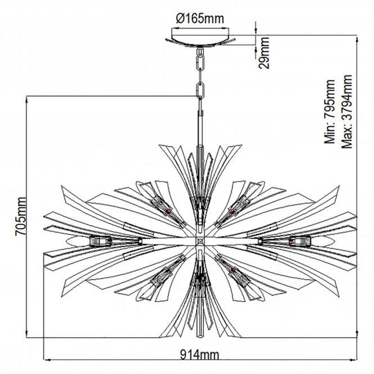 Vida 13 Light Wide Crystal Pendant Light Burnished Gold