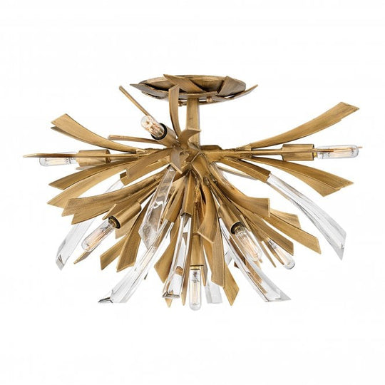 Vida Crystal 9 Light Semi Flush Light Burnished Gold