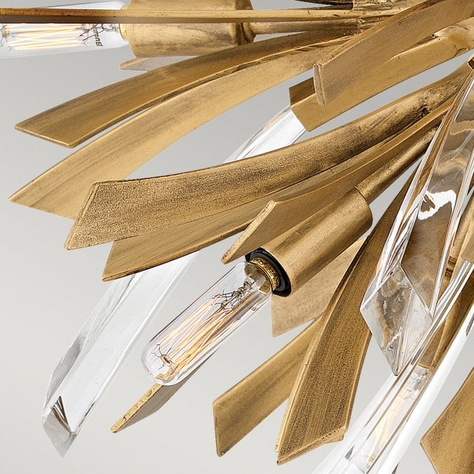 Vida Crystal 9 Light Semi Flush Light Burnished Gold