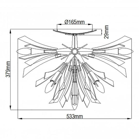 Vida Crystal 9 Light Semi Flush Light Burnished Gold