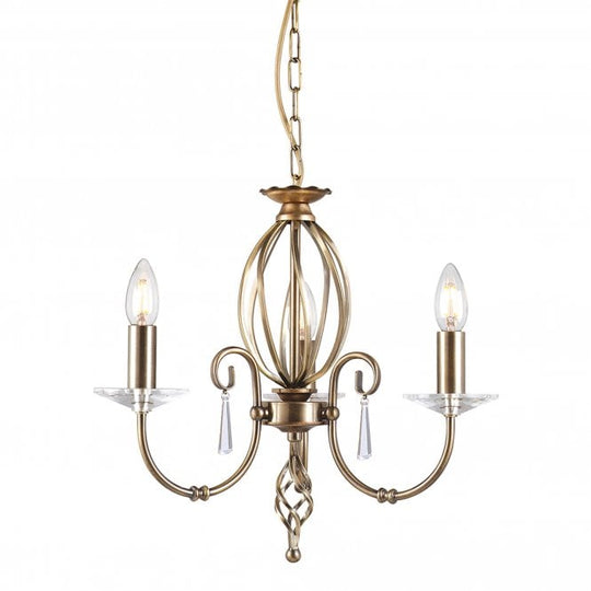 Aegean 3 Light Chandelier in an Aged Brass finish