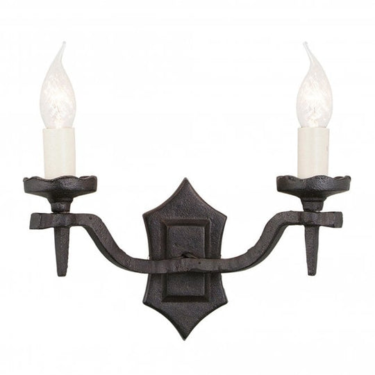 Rectory 2 candle Wall Light with a Black finish