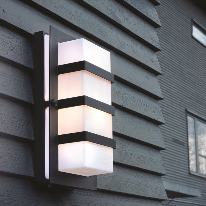 Boden E27 Wall Light Black with opal diffuser