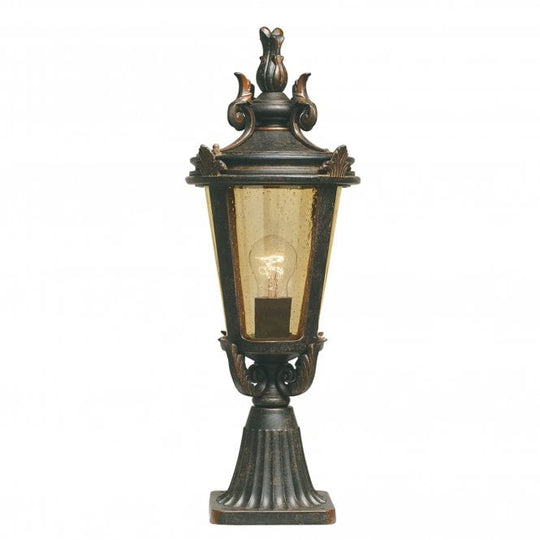 Baltimore Pedestal Lantern Medium in a weathered bronze finish