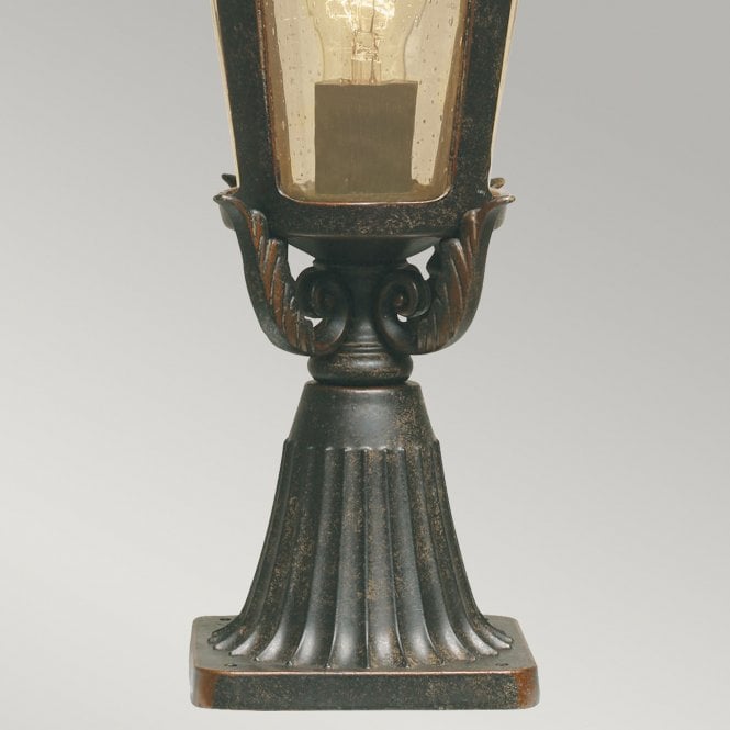 Baltimore Pedestal Lantern Medium in a weathered bronze finish