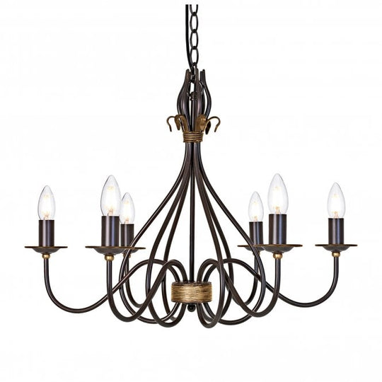 Windermere 6 Light Chandelier with a rust gold finish