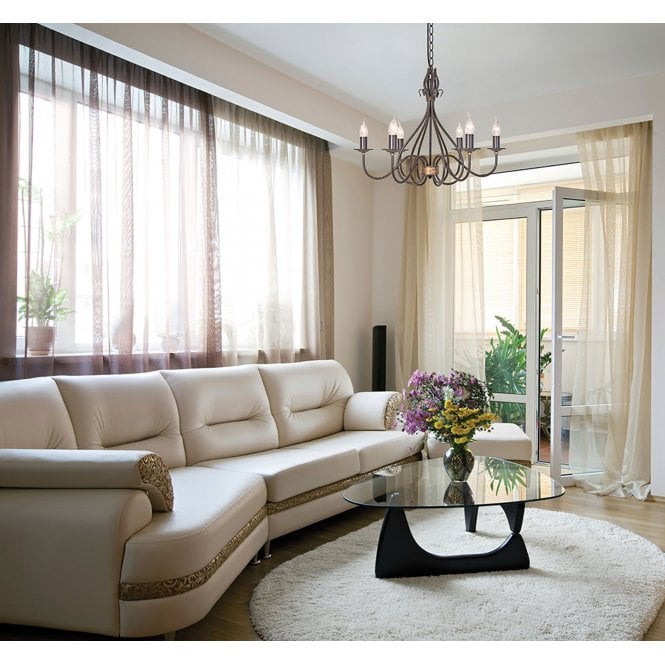 Windermere 6 Light Chandelier with a rust gold finish