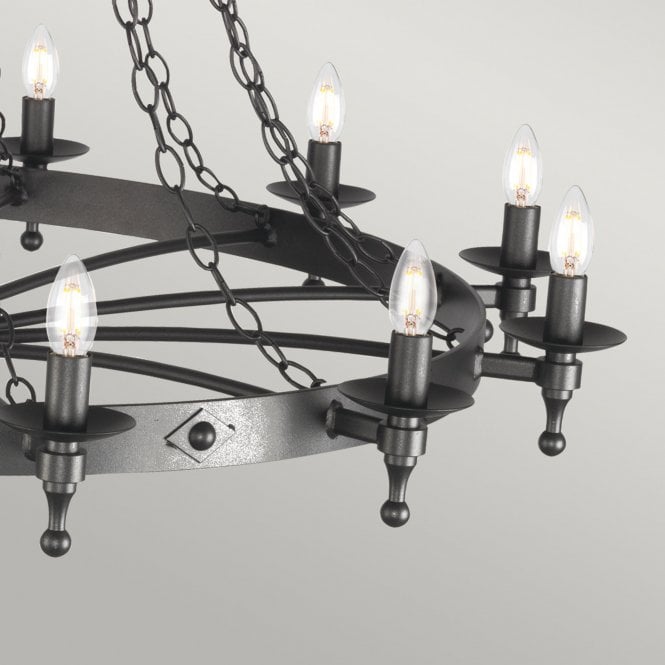 Warwick 18 light chandelier with a Graphite black finish