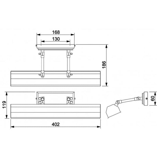 Chawton 2 Light Medium Picture Light In Polished Nickel Finish