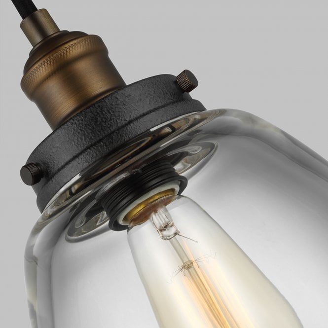 Baskin 1 Light Pendant In Painted Aged Brass / Dark Weathered Zinc Finish
