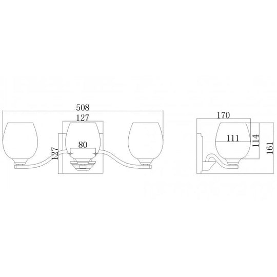 Kalli 3 Light Above Mirror Light In Polished Chrome Finish
