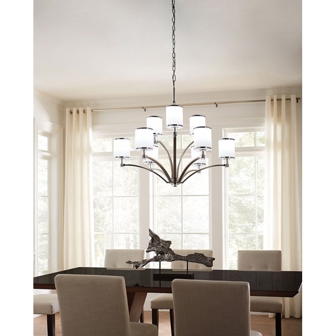 Prospect Park 9 Light Chandelier In Satin Nickel / Chrome Finish