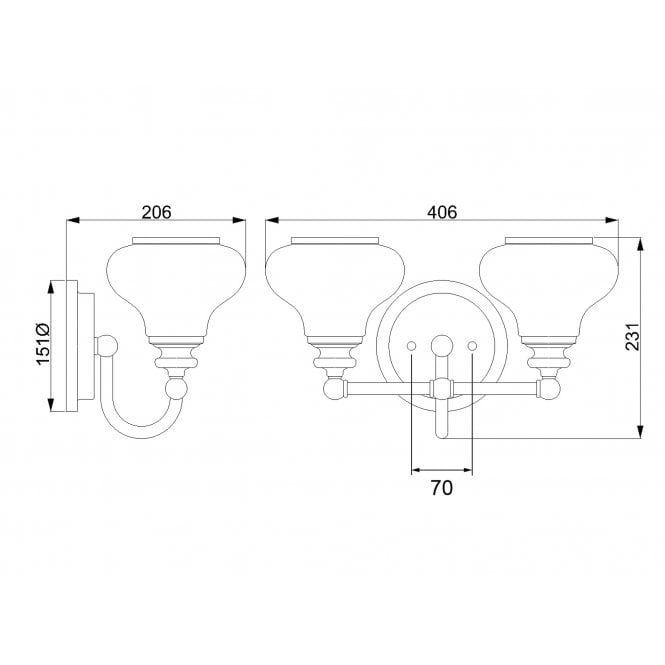 Ainsley 2 Light Bathroom Wall Light In Polished Chrome Finish