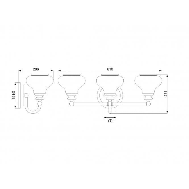 Ainsley 3 Light Bathroom Wall Light In Polished Chrome Finish
