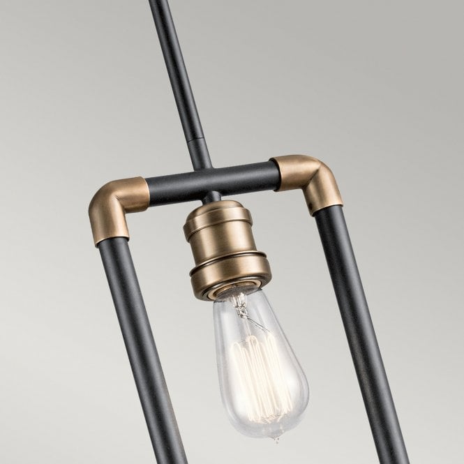 Imahn Mini Pendant  In Black And Natural Brass Finish