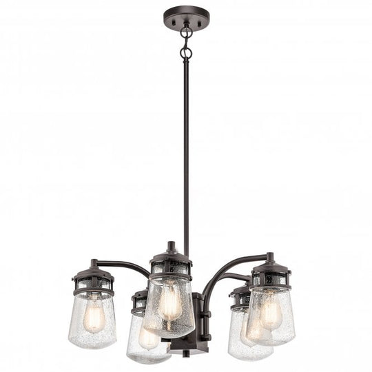 Lyndon 5 Light Outdoor Chandelier In Architectural Bronze Finish