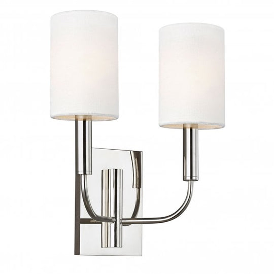 Brianna 2 Light Wall Light - Polished Nickel