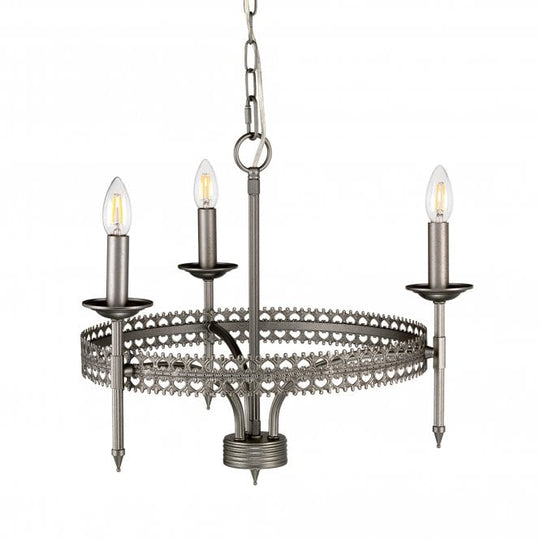 Crown 3 Light Chandelier Iron Gate