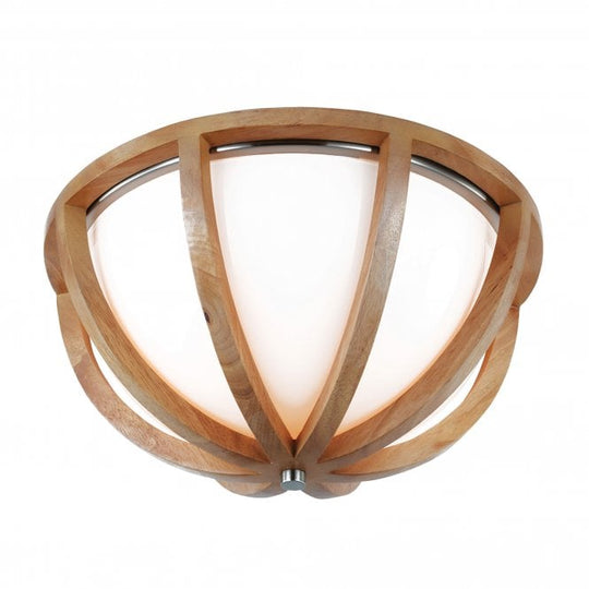 Allier Flush Mount Light Wood/Brushed Steel