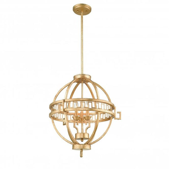 Lemuria 3 Light Globe Pendant Distressed Gold