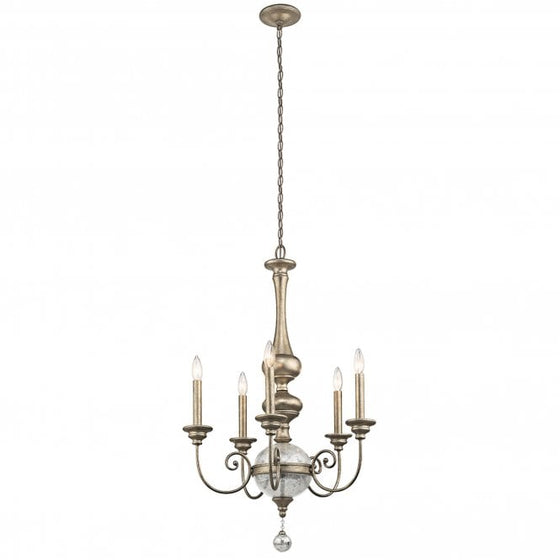 Rosalie 5 Light Chandelier Sterling Gold