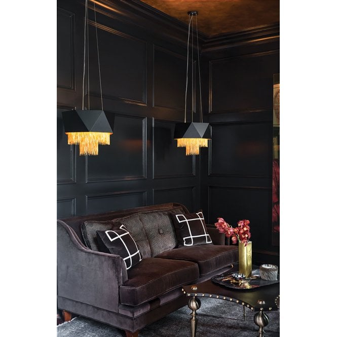 Zuma 6 Light Pendant Satin Black/ Gold