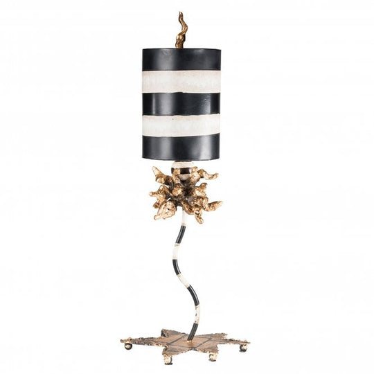 Dominique 1Lt Table Lamp Gold Leaf, Black & Cream Stripes