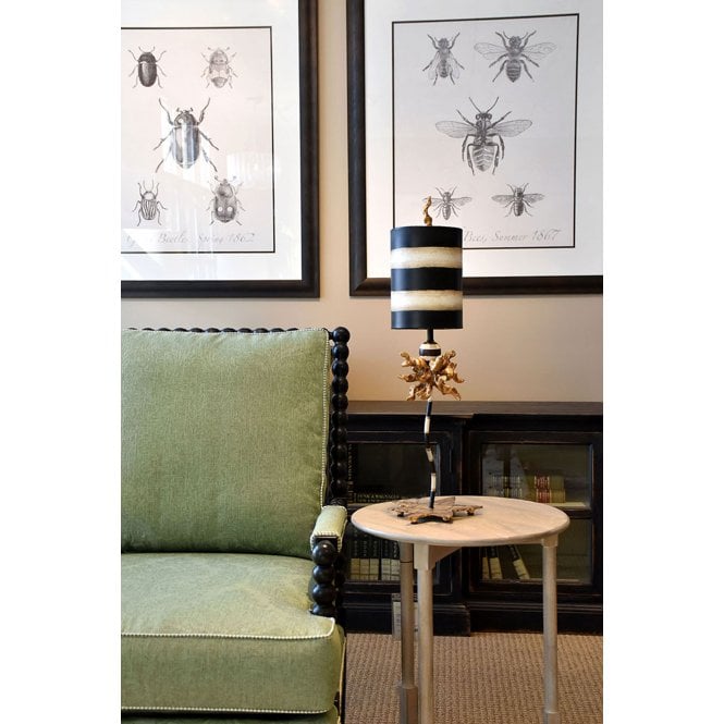 Dominique 1Lt Table Lamp Gold Leaf, Black & Cream Stripes