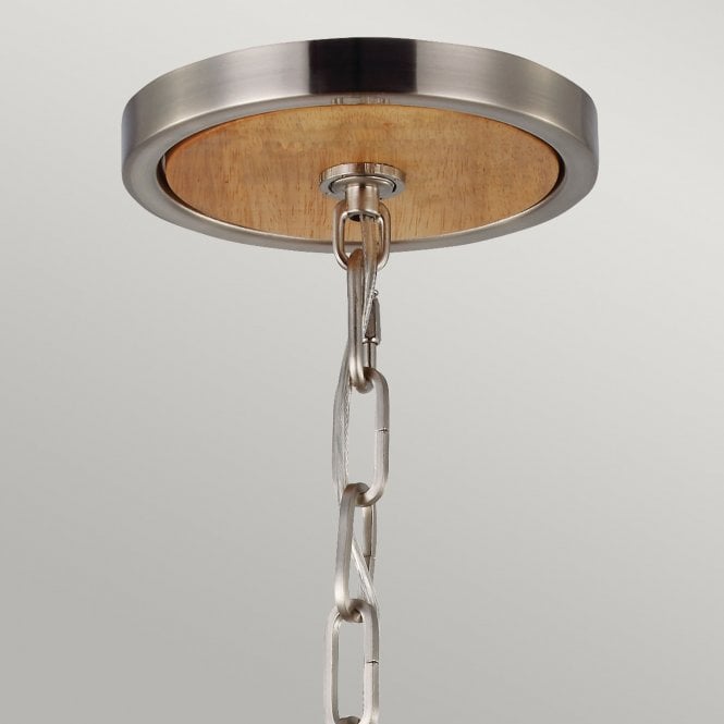 Allier Large Pendant with Light Wood and Brushed Steel finish