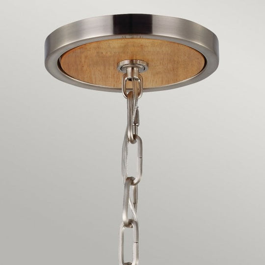 Allier Large Pendant with Light Wood and Brushed Steel finish