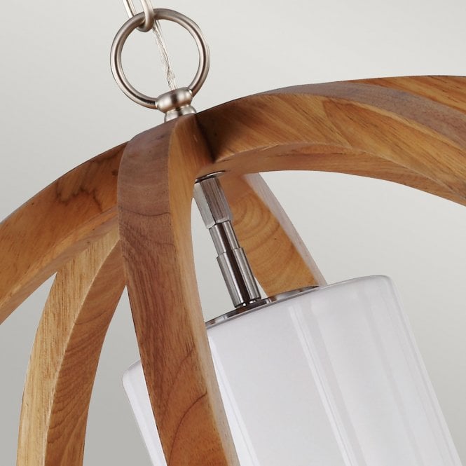 Allier Large Pendant with Light Wood and Brushed Steel finish