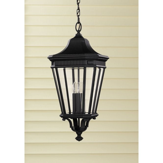Cotswold Lane Large Chain Lantern with a black finish