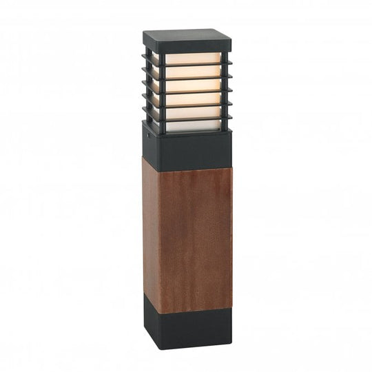 Halmstad Medium Wooden Bollard E27 Black