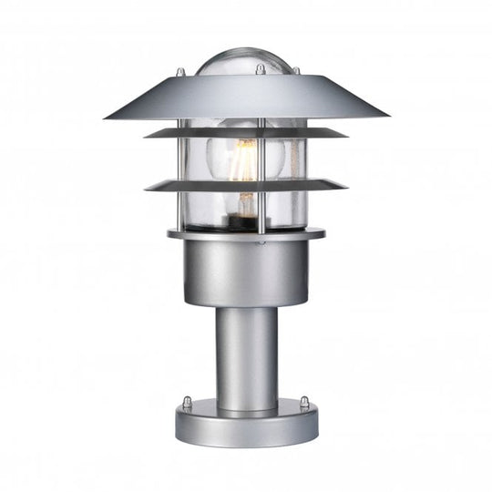 Helsingor Pedestal Lantern in a silver finish