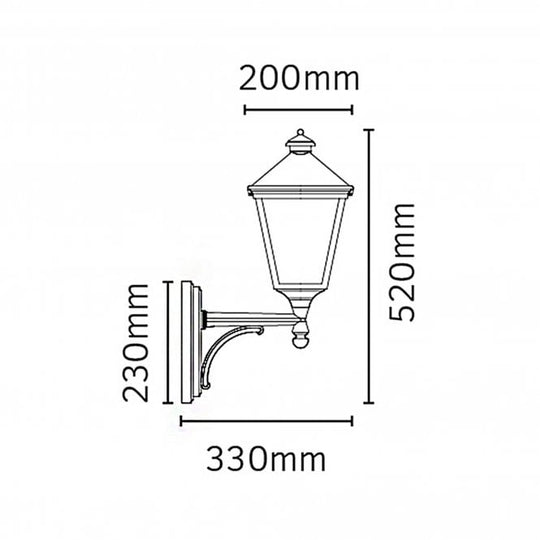 Turin Up Wall Lantern Black