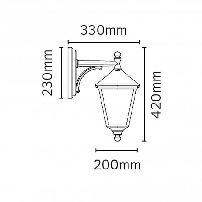 Turin Down Wall Lantern Black