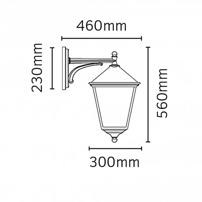 Turin Grande Down Wall Lantern Black