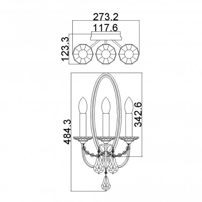Valentina 3 Light Wall Light In Oxidized Bronze Finish