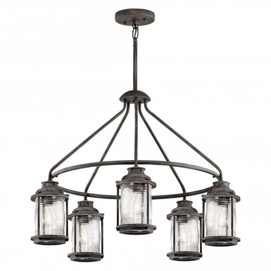 Ashland Bay 5 Light Outdoor Chandelier  In Weathered Zinc Finish