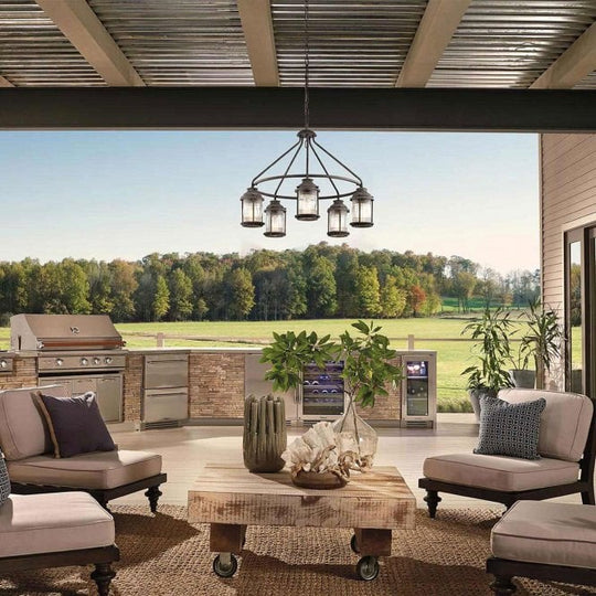 Ashland Bay 5 Light Outdoor Chandelier  In Weathered Zinc Finish