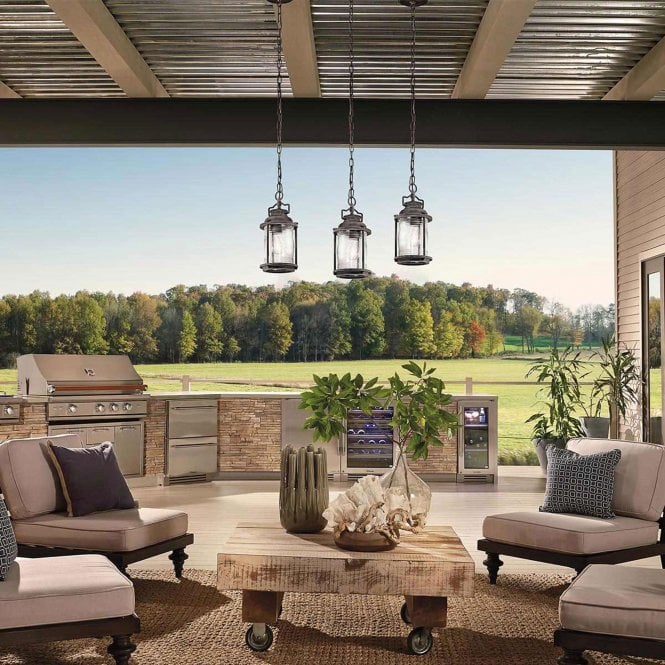 Ashland Bay 1 Light Small Chain Lantern In Weathered Zinc Finish