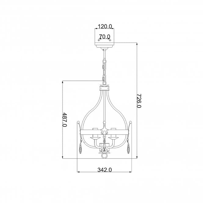 Windsor 4 Light Pendant Chandelier In Gold Patina Finish