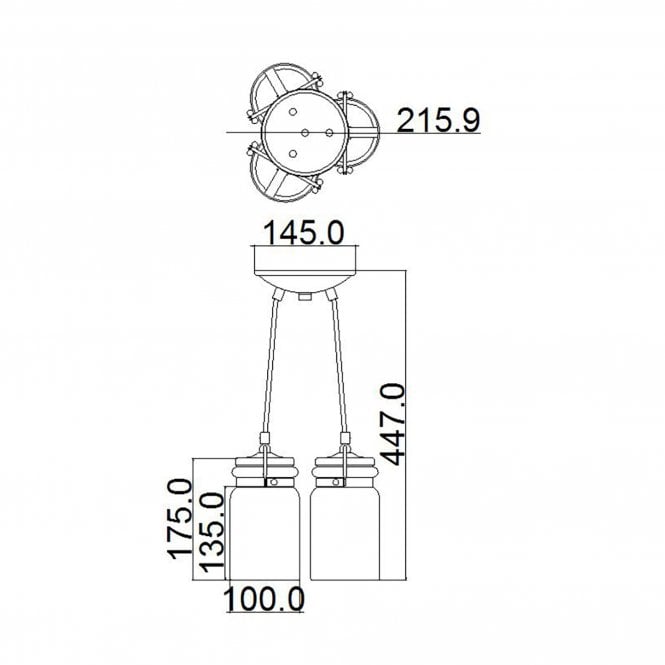 Brinley 3 Light Pendant - Brushed Nickel