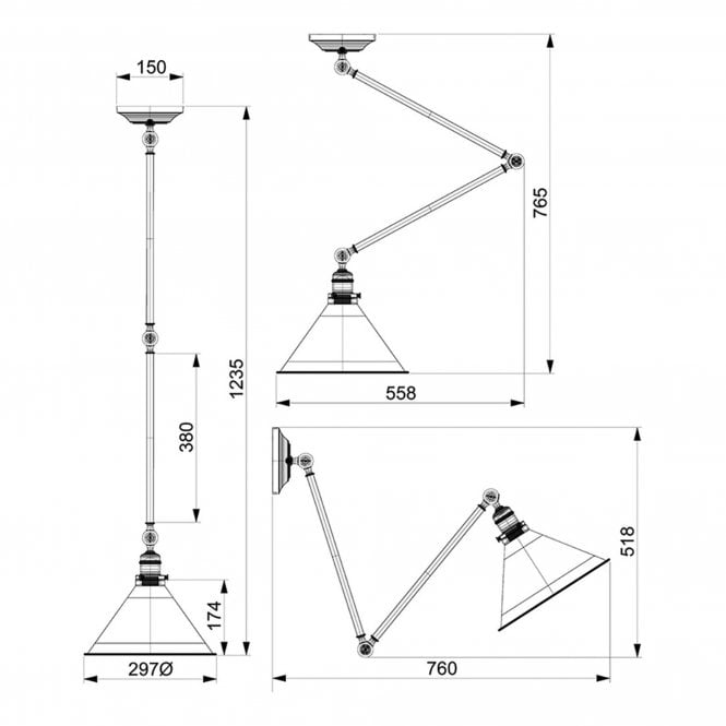 Provence 1 Light Wall Light/Pendant - Polished Nickel