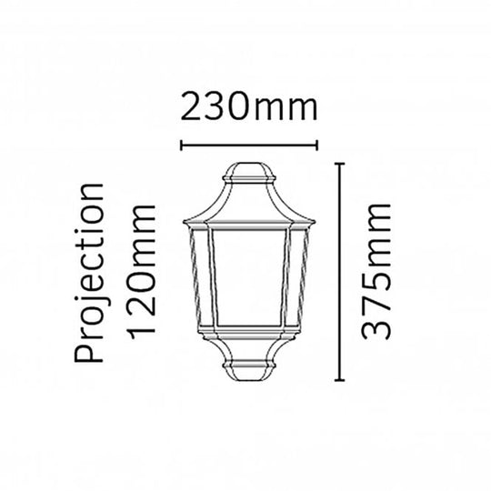 Turin 1 Light Half Lantern - Black