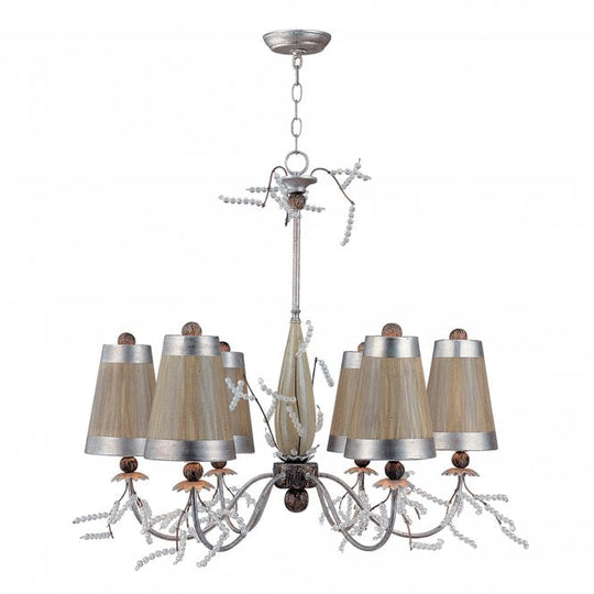 Kristal Luxe 6 Light Chandelier Silver Leaf & Taupe