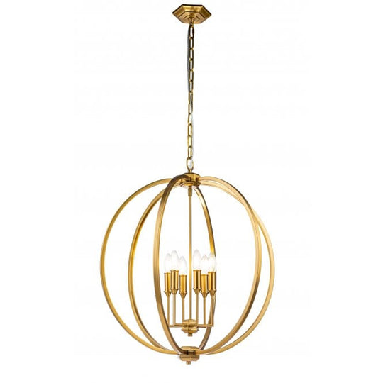 Corinne 6 Light Pendant Burnished Brass