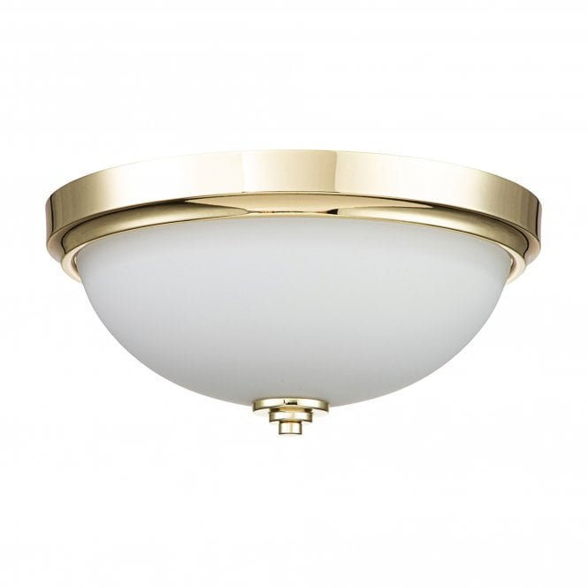 Malibu 2 Light Flush Mount Polished Gold or Brass