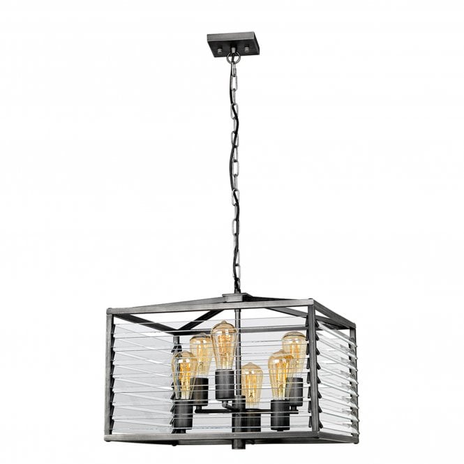 Louvre 6 Light Pendant Painted Gunmetal