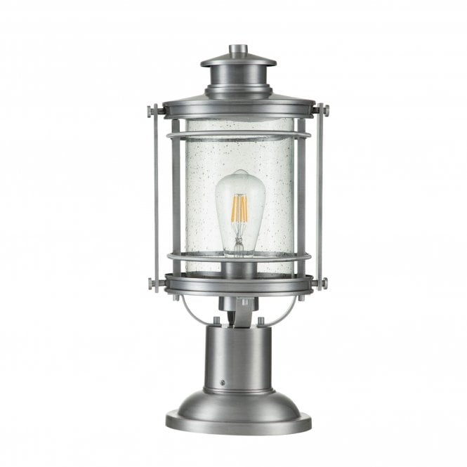 Booker 1 Light Medium Pedestal Lantern  Industrial Aluminium